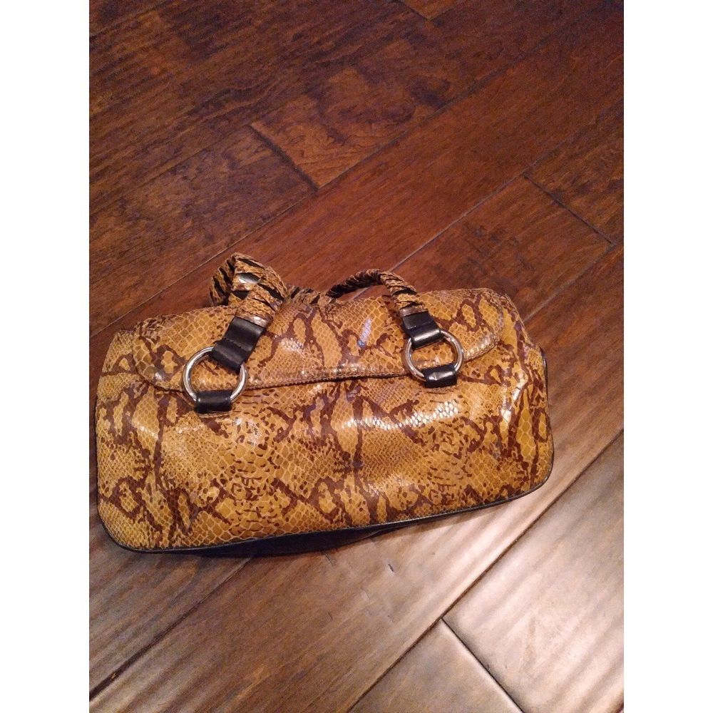 Max‎ New York Satchel Handbag Snake Print Flap Closure Designer Purse Small